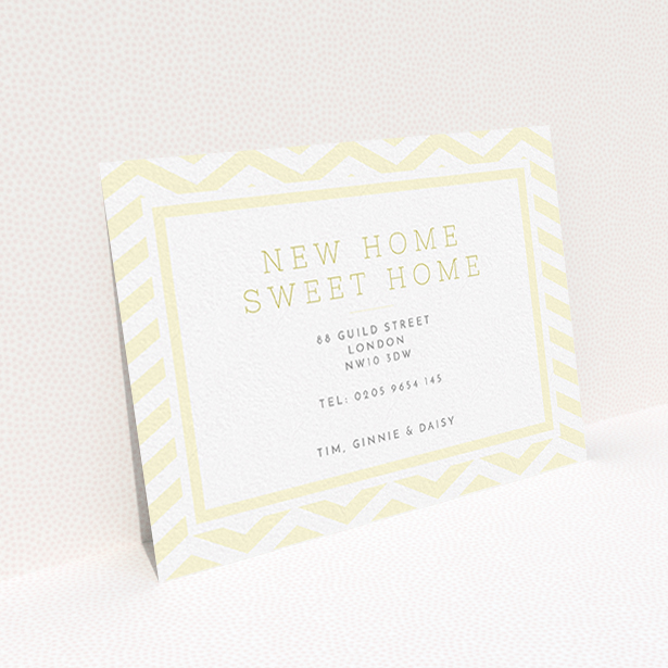 A change of address card design titled "Pastel Wave". It is an A6 card in a landscape orientation. "Pastel Wave" is available as a flat card, with mainly cream colouring.