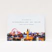 A change of address card named "Westward London". It is an A6 card in a landscape orientation. "Westward London" is available as a flat card, with tones of faded light blue and orange.