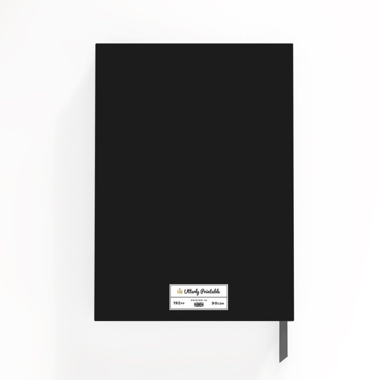 Customisable portrait notebook design with five photos on the front cover from Utterly Printable.