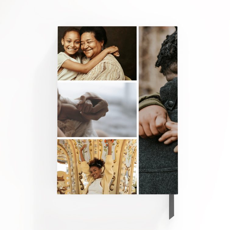 Personalised portrait notebooks design with four featured photographs.