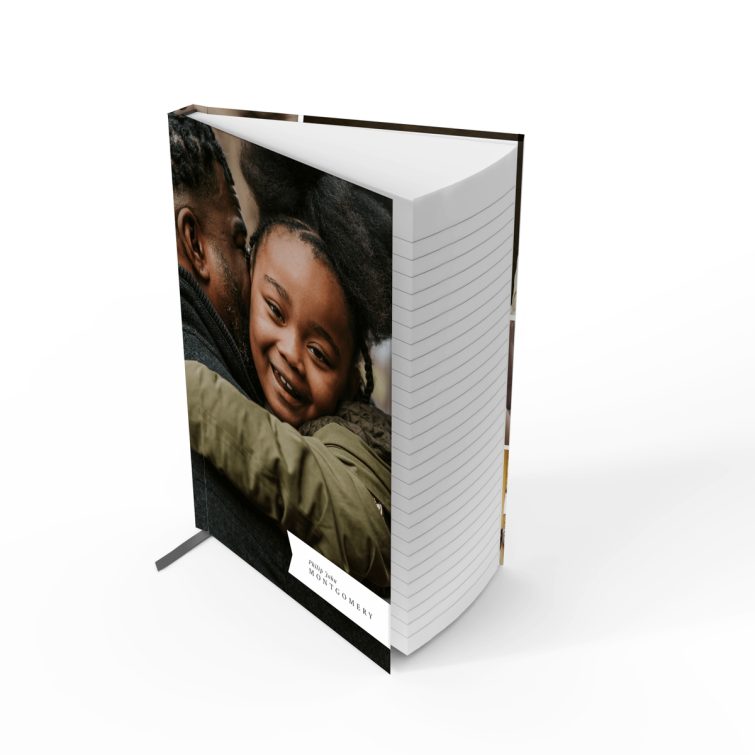 Personalised portrait notebooks design with four featured photographs.