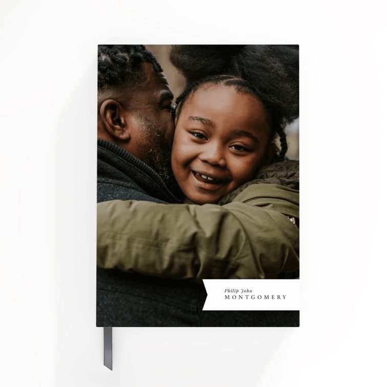 Personalised portrait notebooks design with four featured photographs.