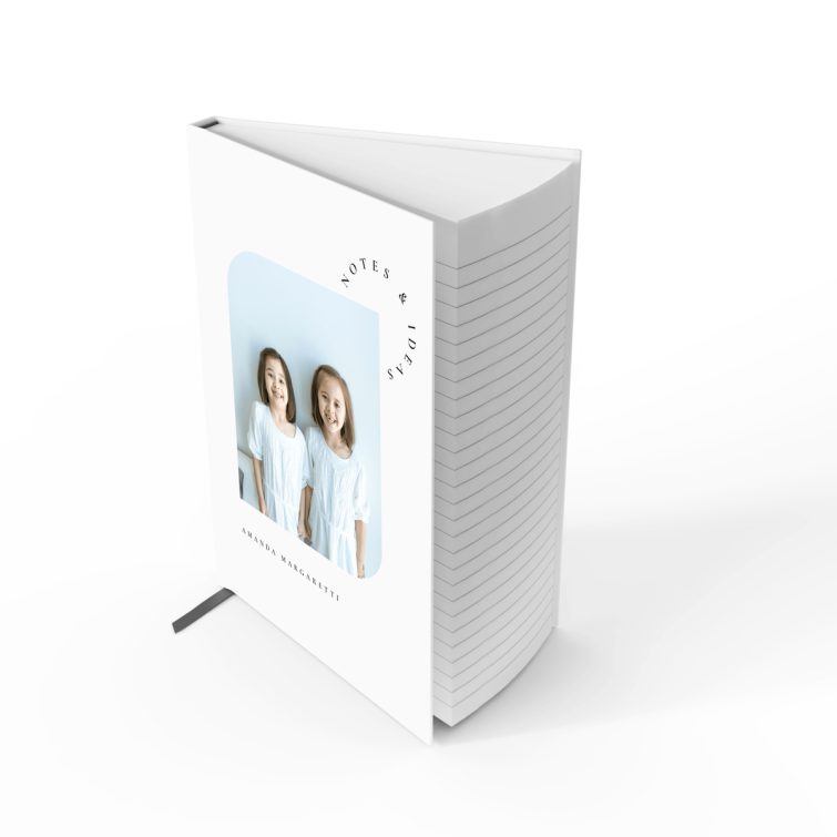 Portrait orientation personalised notebook design with one photo on the cover, from Utterly Printable.