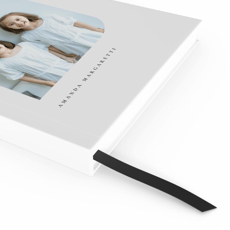 Portrait orientation personalised notebook design with one photo on the cover, from Utterly Printable.