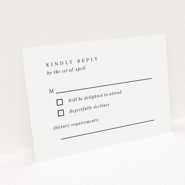 Minimalist Chic Script Simplicity RSVP Card - Wedding Stationery by Utterly Printable. This is a view of the back