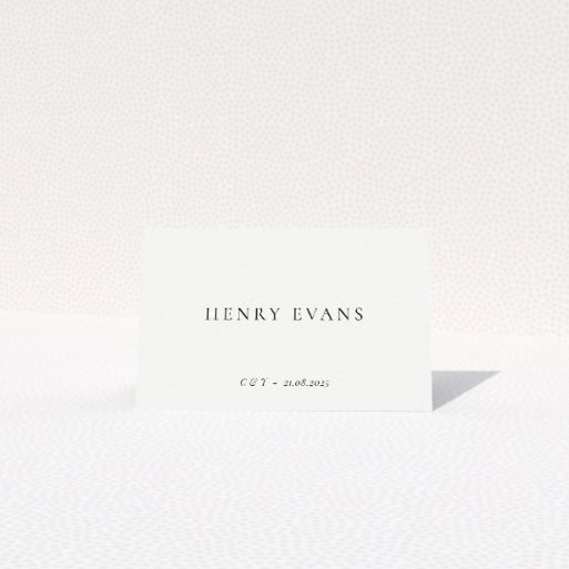 Wedding place cards featuring chic script simplicity design. This is a view of the front