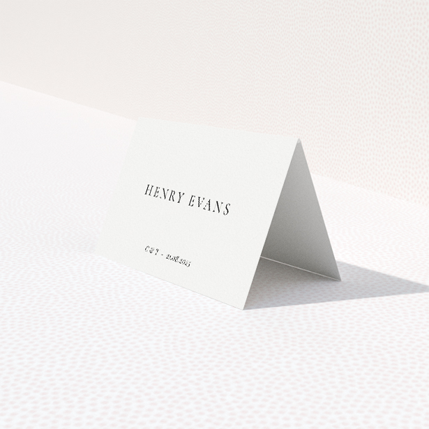 Wedding place cards featuring chic script simplicity design. This is a third view of the front