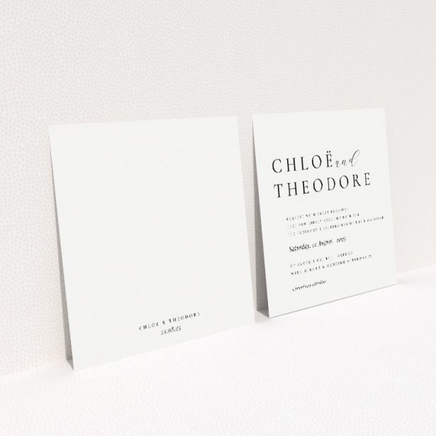 Chic Script Simplicity Wedding Save the Date Card Template - Modern Elegance with Classic Script Typeface. This image shows the front and back sides together