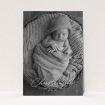 A christening invitation design called "Across the Photo". It is an A5 invite in a portrait orientation. It is a photographic christening invitation with room for 1 photo. "Across the Photo" is available as a flat invite, with mainly white colouring.