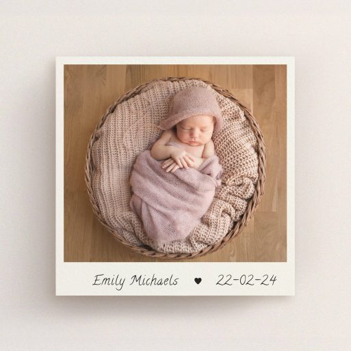Christening Invitation Design - "By Hand" A christening invitation design named "By Hand". It is a square (148mm x 148mm) invite in a square orientation. It is a photographic christening invitation with room for 1 photo. "By Hand" is available as a flat invite, with mainly cream colouring.