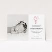 A christening invitation called "Celebration". It is an A6 invite in a landscape orientation. It is a photographic christening invitation with room for 1 photo. "Celebration" is available as a flat invite, with tones of white and red.