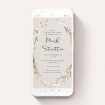 A christening invitation for whatsapp template titled "Autumnal Wreath". It is a smartphone screen sized invite in a portrait orientation. "Autumnal Wreath" is available as a flat invite, with tones of cream, gold and white.