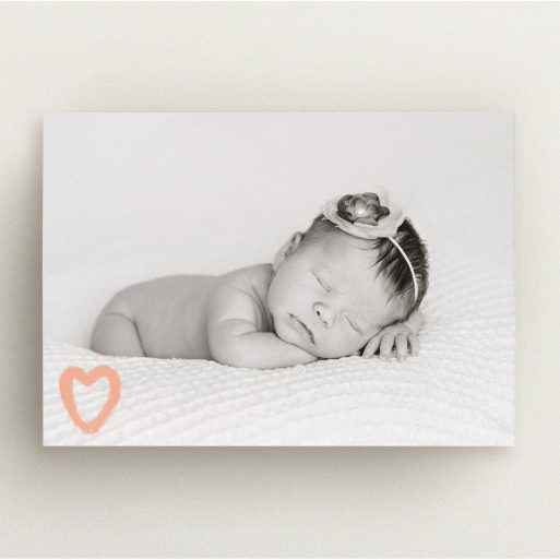 Christening Invitation Design - "Pink heart motif" A christening invitation design titled "Pink heart motif". It is an A5 invite in a landscape orientation. It is a photographic christening invitation with room for 1 photo. "Pink heart motif" is available as a flat invite, with mainly light pink colouring.