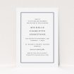 A christening invitation template titled "Tradition". It is an A5 invite in a portrait orientation. "Tradition" is available as a flat invite, with tones of white and blue.
