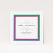 A christening invitation design titled "Turl Street". It is a square (148mm x 148mm) invite in a square orientation. "Turl Street" is available as a flat invite, with mainly green colouring.