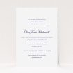 A christening invite named "Berkeley Square". It is an A5 invite in a portrait orientation. "Berkeley Square" is available as a flat invite, with tones of white and blue.
