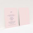 A christening invite design called "Monogrammed Pink Tradition". It is an A5 invite in a portrait orientation. "Monogrammed Pink Tradition" is available as a flat invite, with tones of blue and pink.