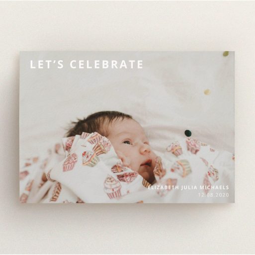 Christening Invite Design - "Sans Serif" A christening invite design titled "Sans Serif". It is an A5 invite in a landscape orientation. It is a photographic christening invite with room for 1 photo. "Sans Serif" is available as a flat invite, with mainly white colouring.