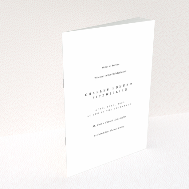 Christening order of service program back page with minimalist design Portrait no photos