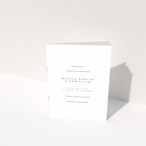 Christening order of service program back page with minimalist design Portrait no photos