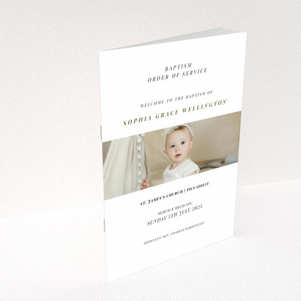 Christening order of service program back page design with one photo - Portrait