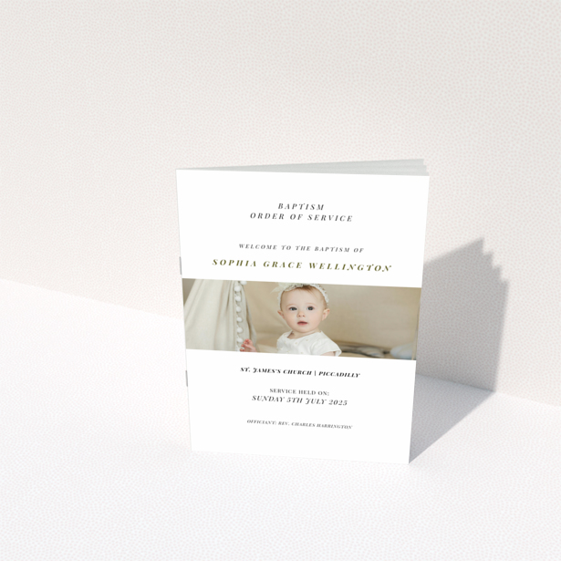 Christening order of service program back page design with one photo - Portrait