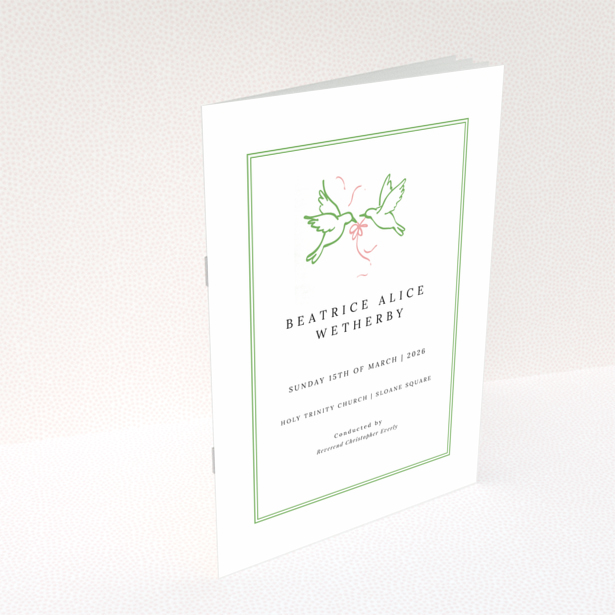 Christening order of service program back page design with floral illustration - Portrait