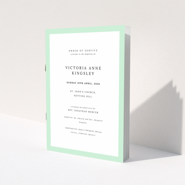 Christening order of service program with no photos in a minimalist design