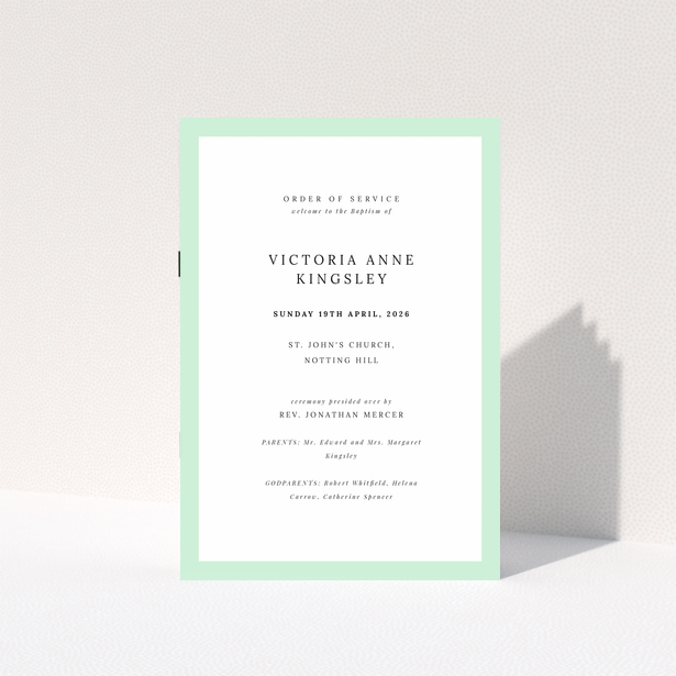 Christening order of service program with no photos in a minimalist design