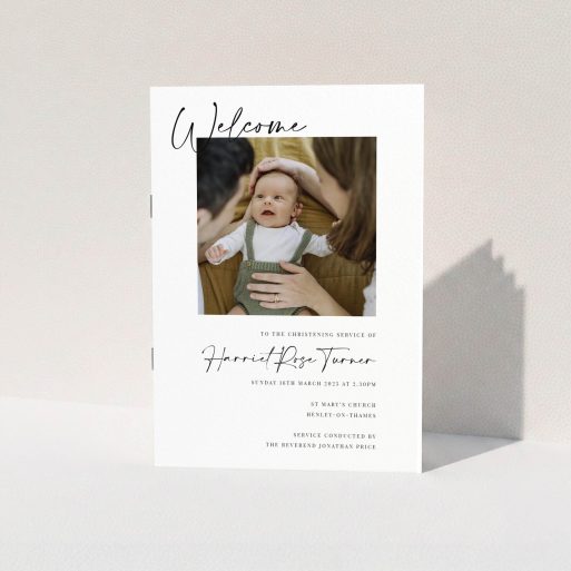 Christening Service Design Christening order of service program design with one photo.