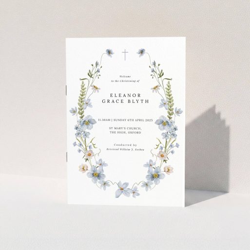 Floral Christening Design Floral christening order of service programme with vintage design elements and no photos.