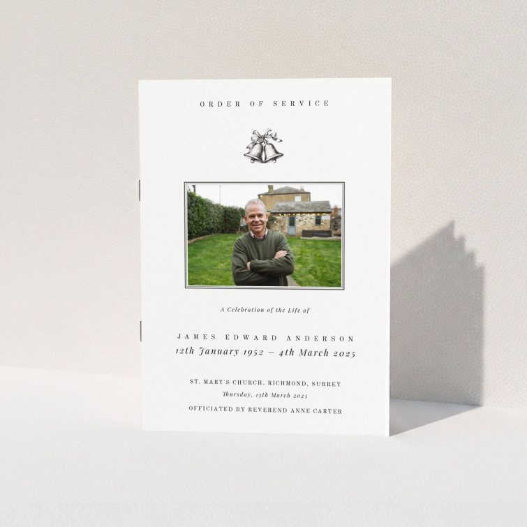 Funeral order of service program design with one photo on a UK-based personalised printing website.