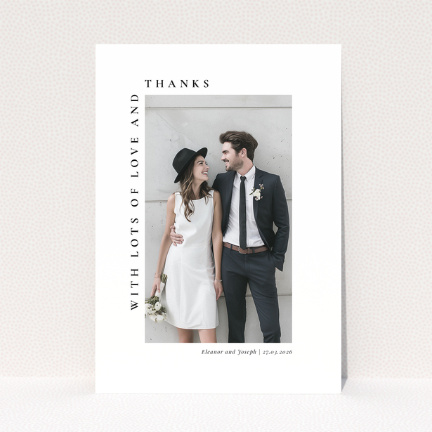 Wedding thank you card with one photo and personalised text