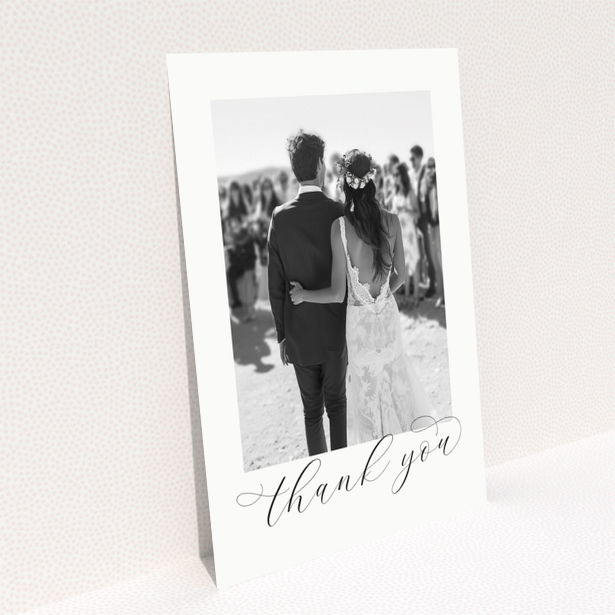 Wedding thank you card reverse side design featuring Portrait layout with no photos.