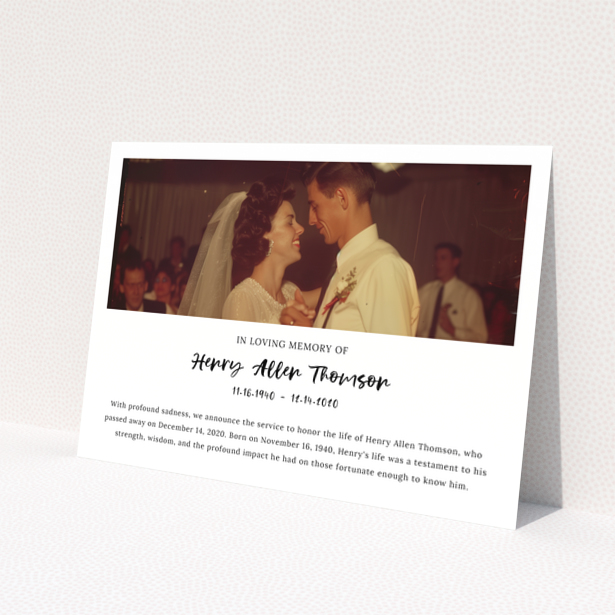 Funeral announcement design with one photo for Henry Allen Thomson