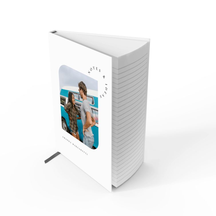 Portrait notebook design with one photo on the front cover by Utterly Printable