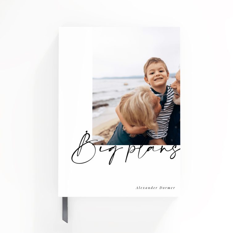 Portrait-oriented personalised notebooks with one photo, designed by Utterly Printable.