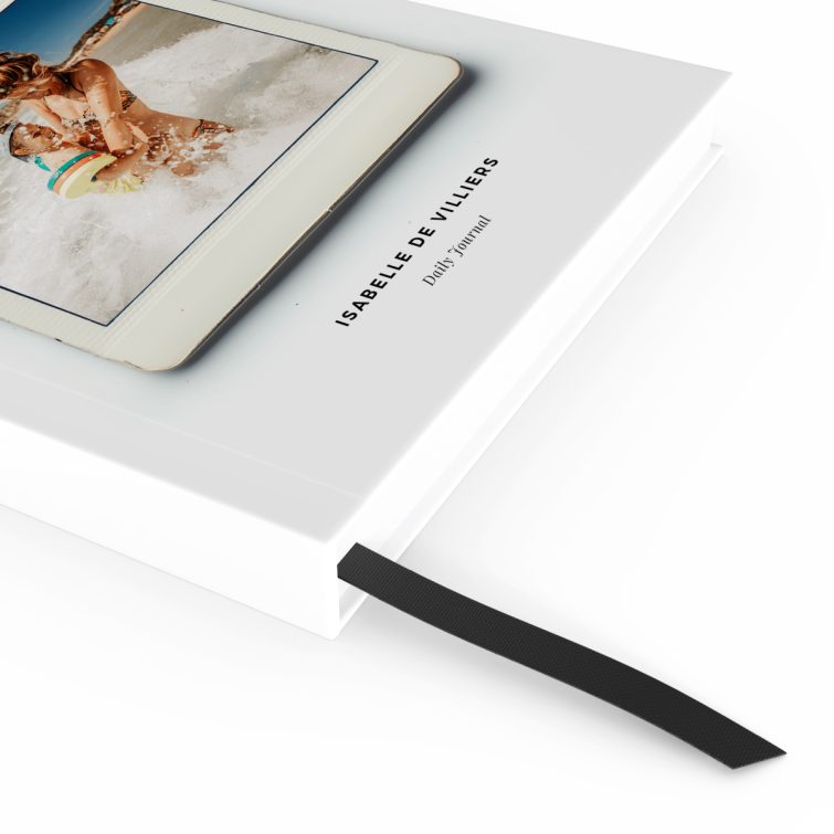 Portrait orientation personalised notebook design with one photo on the cover, by Utterly Printable.