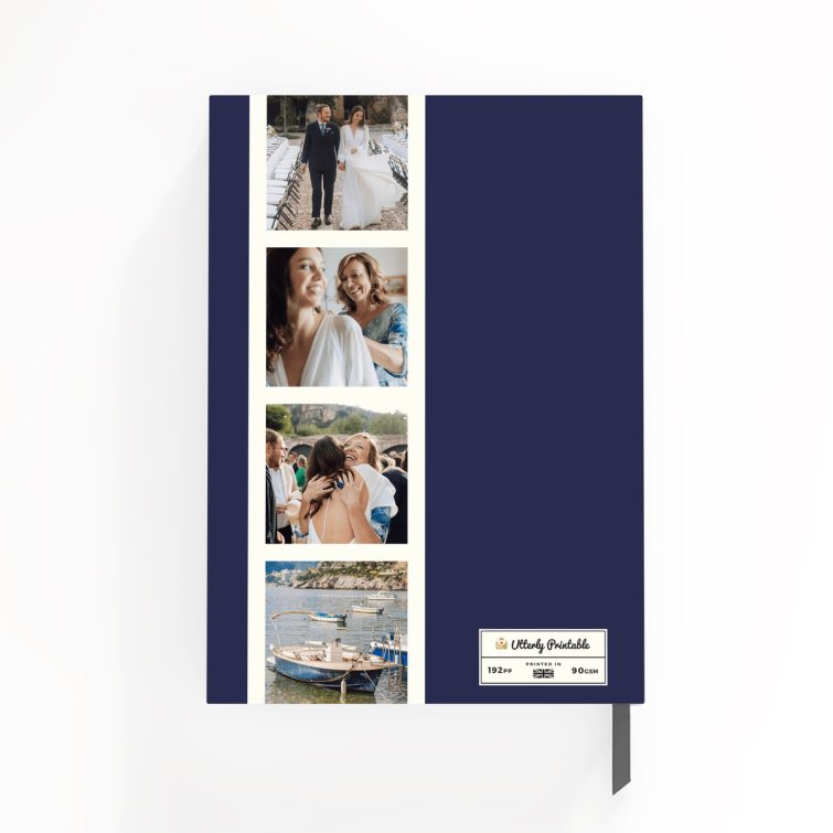 Custom wedding design notebooks with six photos on a full cover spread.