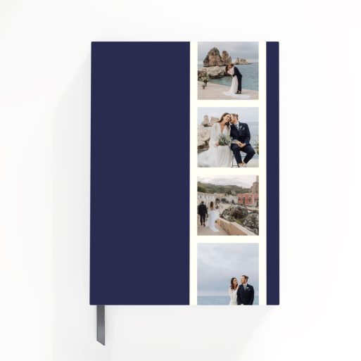 Custom wedding design notebooks with six photos on a full cover spread.