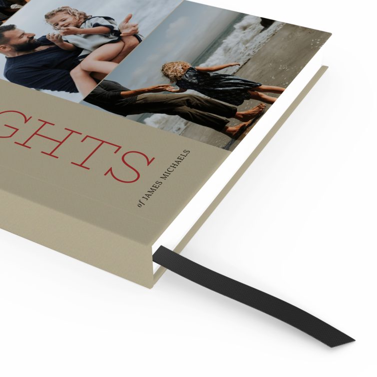 Portrait notebook cover design with three photos, perfect for personalising with Utterly Printable's unique style.