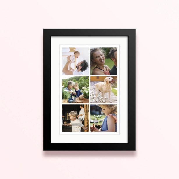 Framed and mounted photo print featuring four separate images.