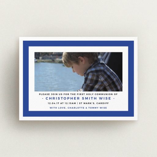 WHITE COTTON CARDS GRANDSON PERSONALISED 1st HOLY COMMUNION CARD, BLUE