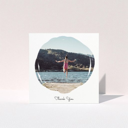 Communion Thank You Card Design - "Wiped Banner" A communion thank you card design called "Wiped Banner". It is a square (148mm x 148mm) card in a square orientation. It is a photographic communion thank you card with room for 1 photo. "Wiped Banner" is available as a folded card, with mainly white colouring.