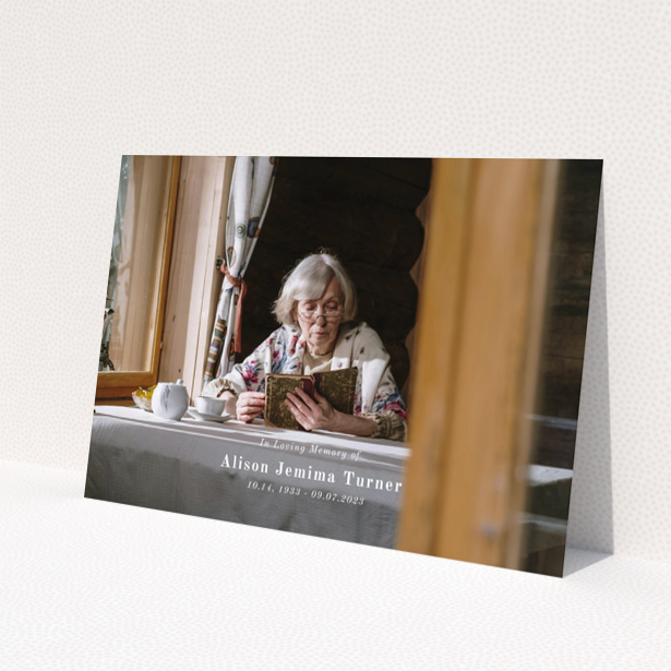 Funeral announcement design featuring one photo with In Loving Memory text