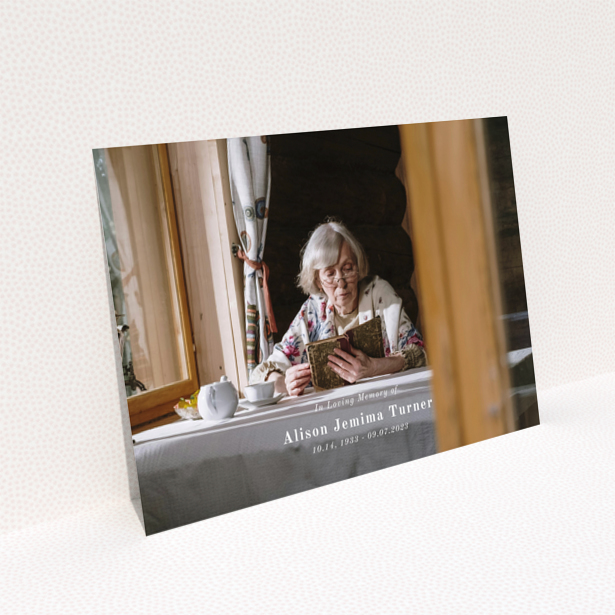 Funeral announcement design featuring one photo with In Loving Memory text