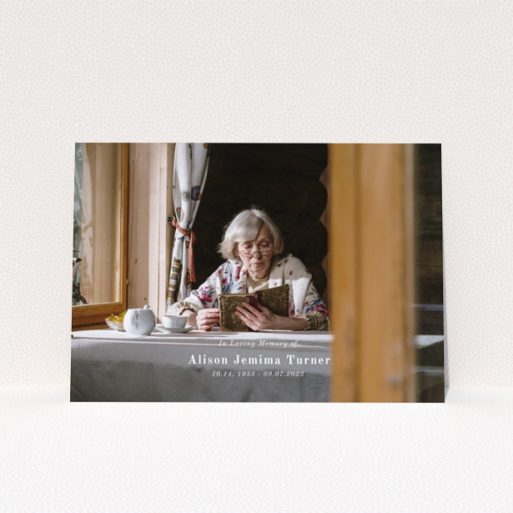 Funeral announcement design featuring one photo with In Loving Memory text