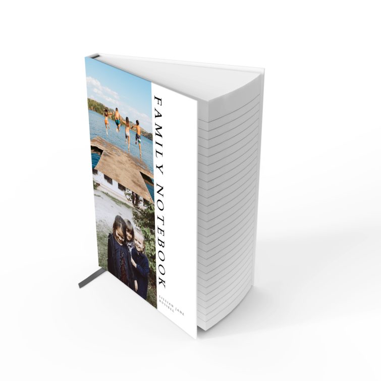 Family notebook design with two photos on the cover, by Utterly Printable.