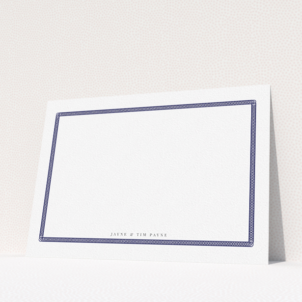 A couples correspondence card named "All the circles". It is an A5 card in a landscape orientation. "All the circles" is available as a flat card, with tones of navy blue and white.