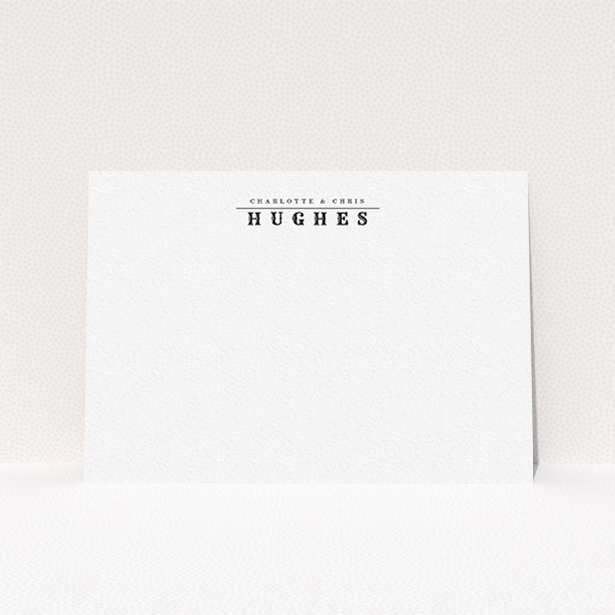 A couples correspondence card template titled "Big and bold". It is an A6 card in a landscape orientation. "Big and bold" is available as a flat card, with mainly white colouring.